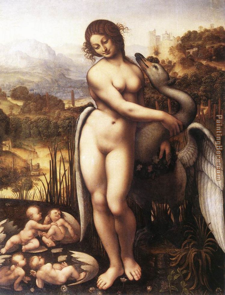 Leda and the Swan painting - Leonardo da Vinci Leda and the Swan art painting